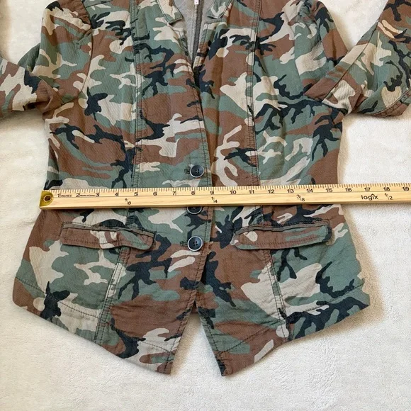 Free People Camo Army Cotton Fitted Blazer Jacket - Picture 12 of 15